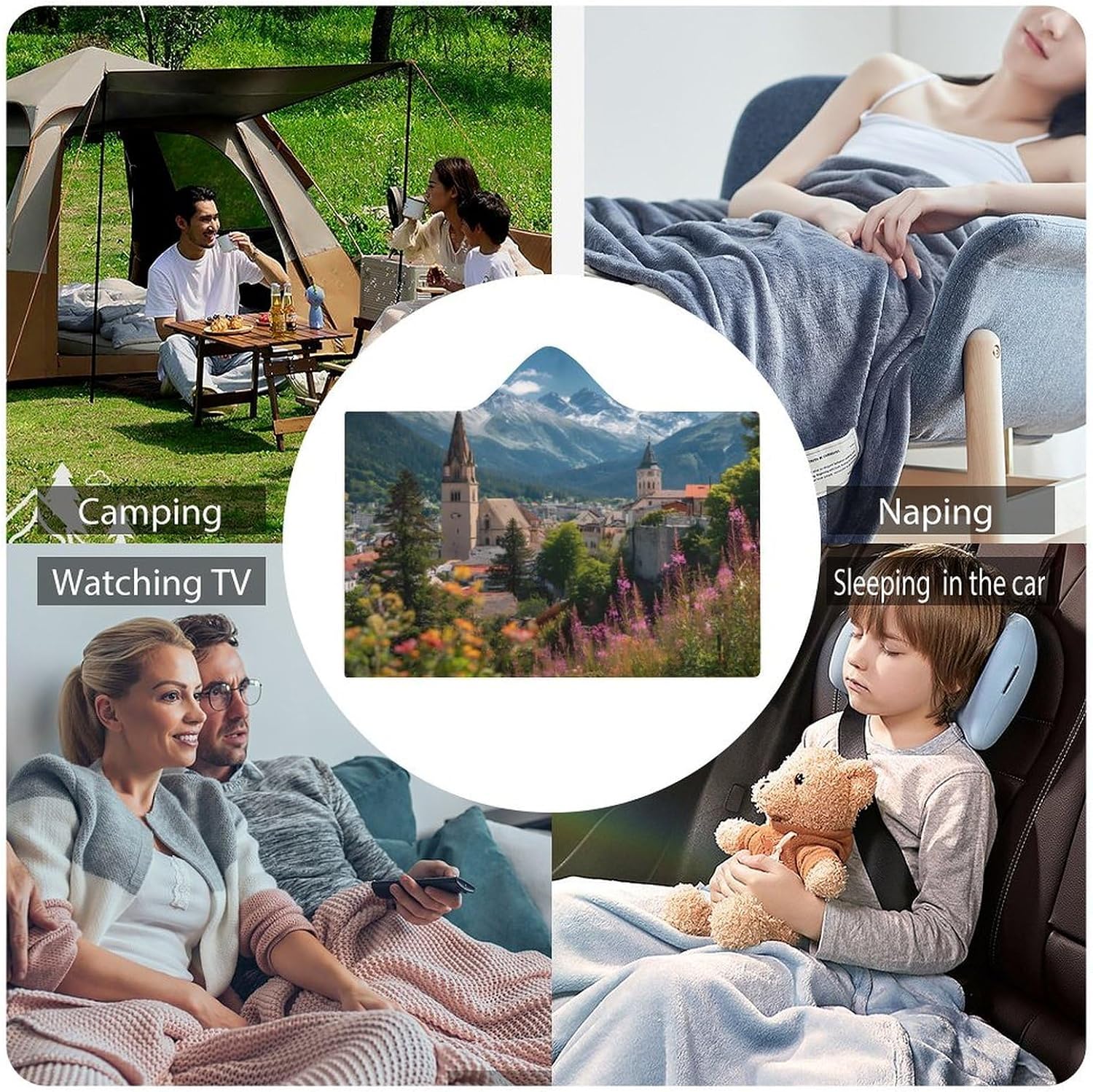 Alpine Mountains Forests Wearable Blanket Oversized Throw Cape | Cozy Hooded Blanket Gifts for Women Men