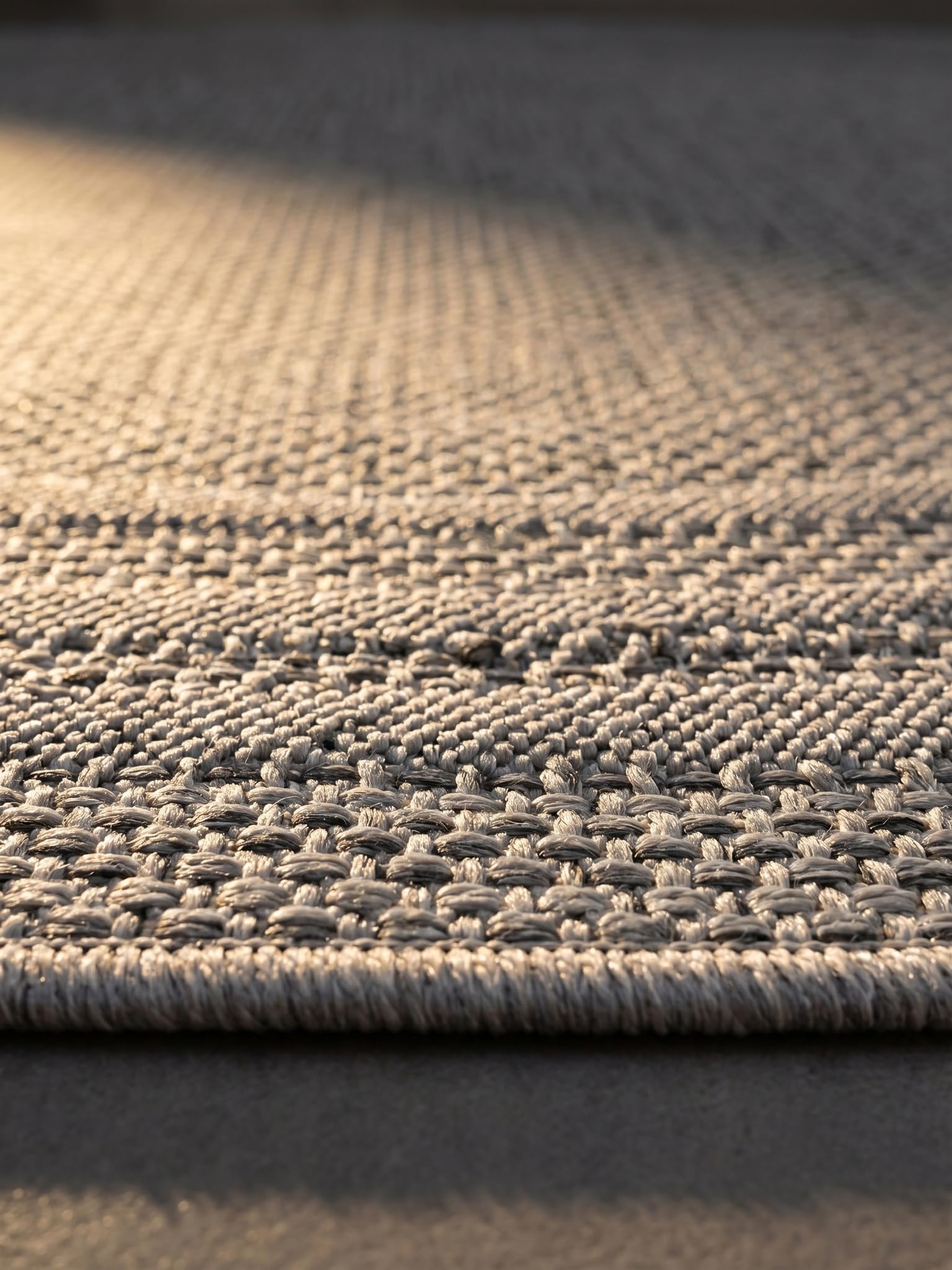 Tapis Tissé Plat Uni Style Kilim Lavable Gris 120x120 cm Entrée Couloir Oeko-TEX | VENTOUX
