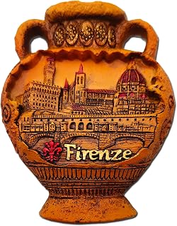 3D-Magnet Florenz – Amphore mit alter Brücke, Kathedrale, Palazo, dekorativer Magnet für Kühlschrank und Magnettafel, Souvenir, Kunststadt, 7 x 5,5 cm
