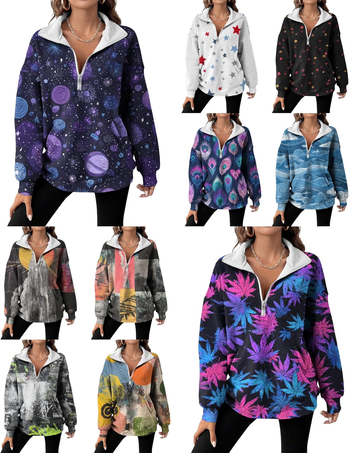 MARSVOVO Cozy Sweatshirts for Women Comfortable Zip Up Sweatshirt Plus Size Fall Winter Basic Tops with Pockets - Image 5