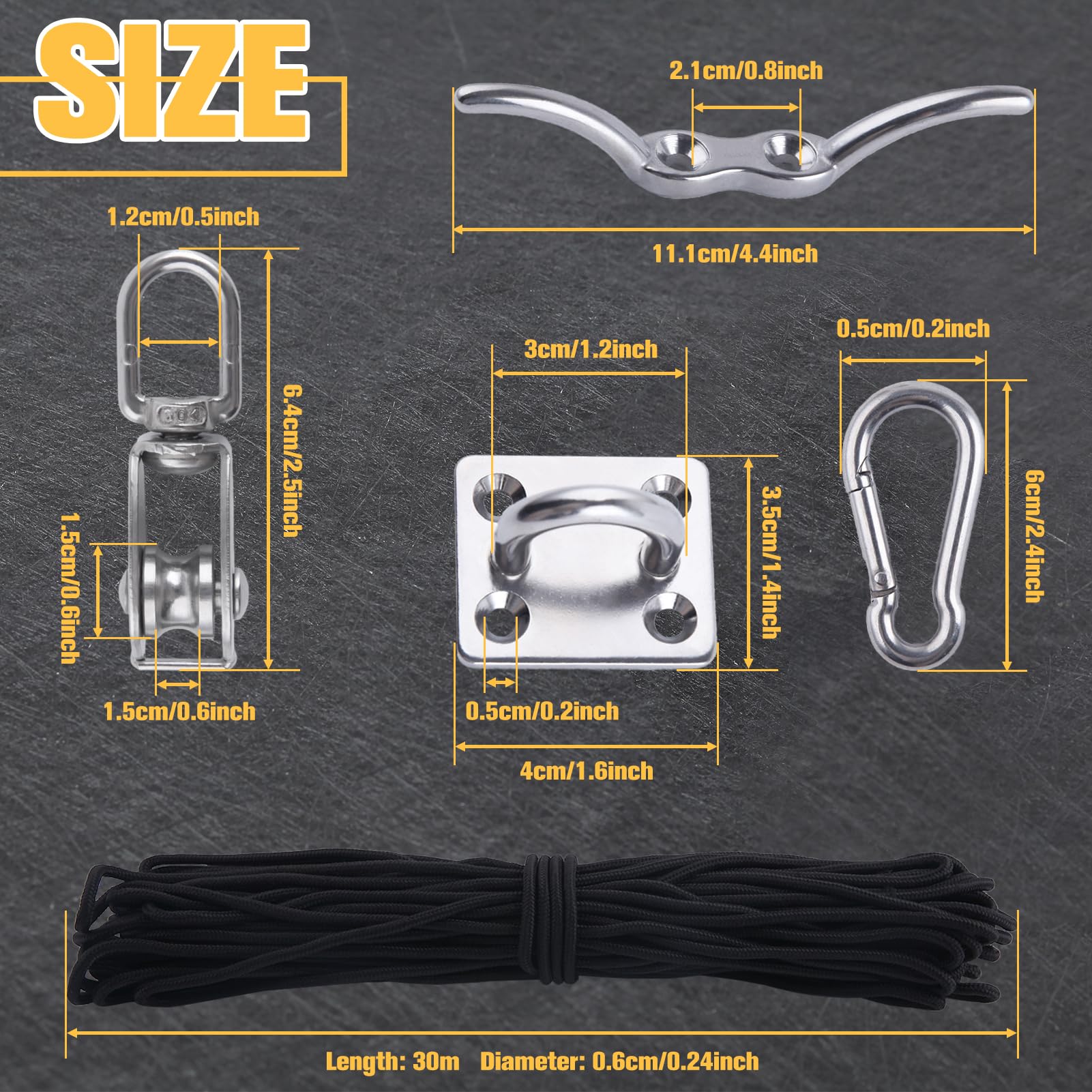 LEONTOOL M15 Kit de sistema de polea de acero inoxidable Polea única Bloque Cable de alambre Rueda de remolque de alambre colgante con cuerda de nylon para levantar equipos de gimnasia