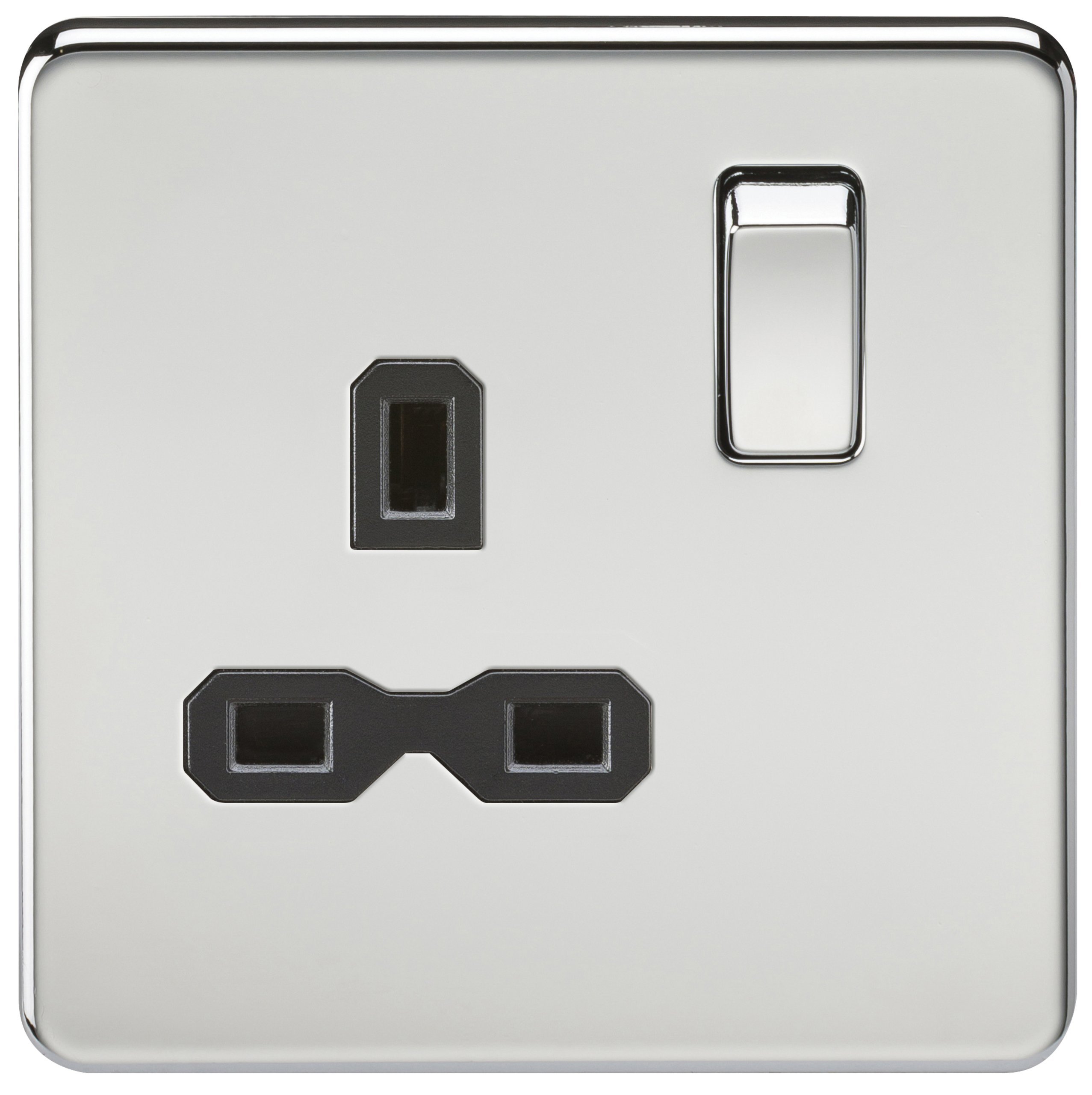 Knightsbridge Polished Chrome Sfr7000pc Screwless 13A 1G Dp Switched Socket-, Silver