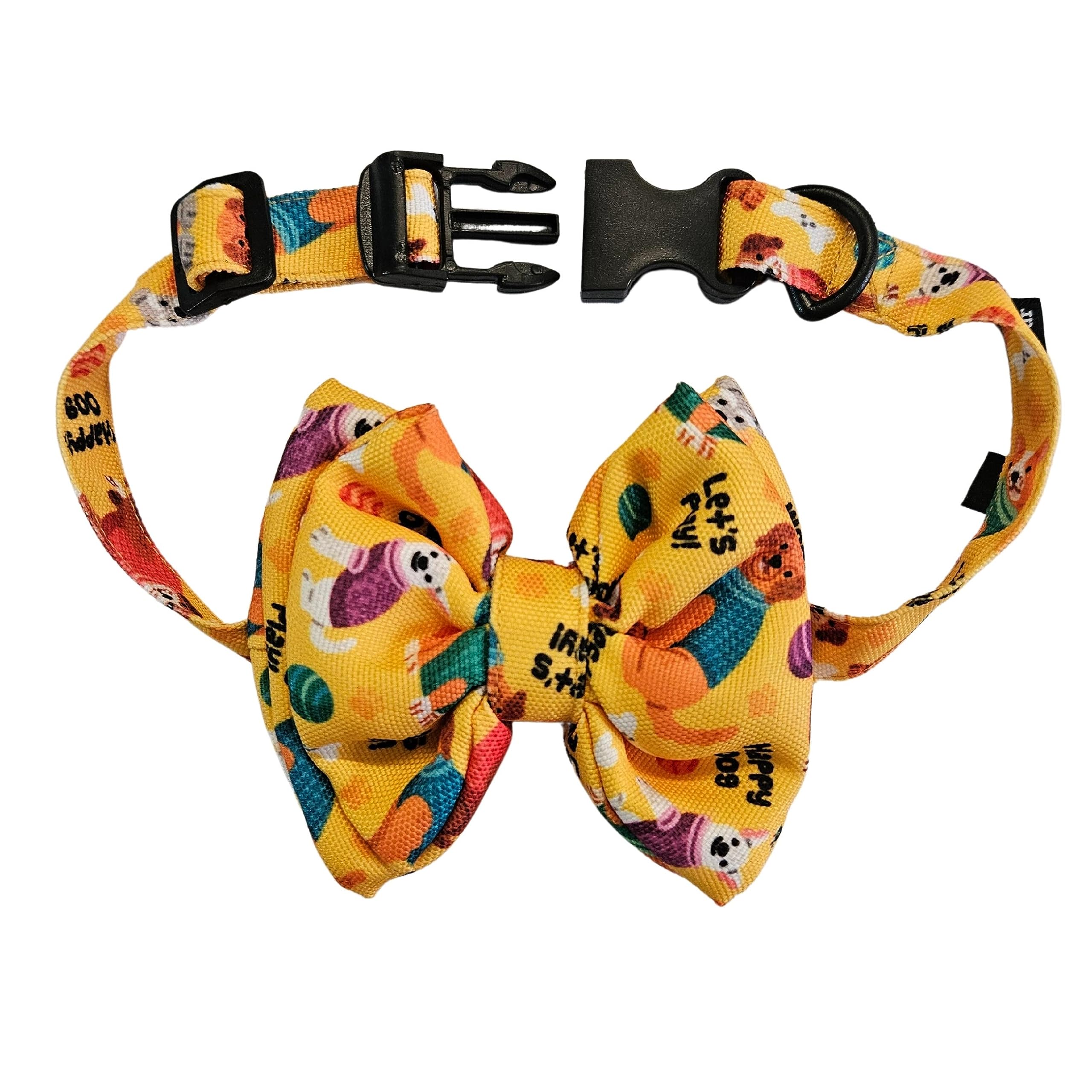 All For Fur Dog Bow Tie | Adjustable Collar Strap with D-Ring | Luxury Pet Accessories | Lightweight & Comfortable Bowtie for Dogs | Bow for Large Dogs | Yellow Dogs (B0CDXXV3T9) Amazon Price History, Amazon Price Tracker
