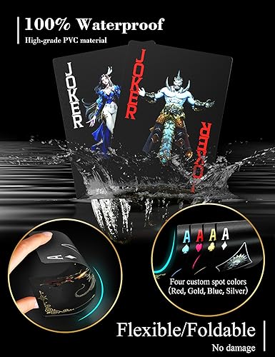 Miniatura 9 de WJPC Cartas de juego impermeables cartas de plástico baraja de cartas cartas de póquer de juego y fiesta oro caballero