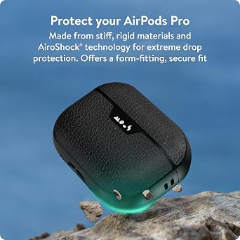 Mous Airpods Pro 1 and 2 Case Cover with Keychain - Wireless Charging Compatible AirPods Pro Case for 2nd Generation/1st Generation AirPods (2022/2019) - Black Leather