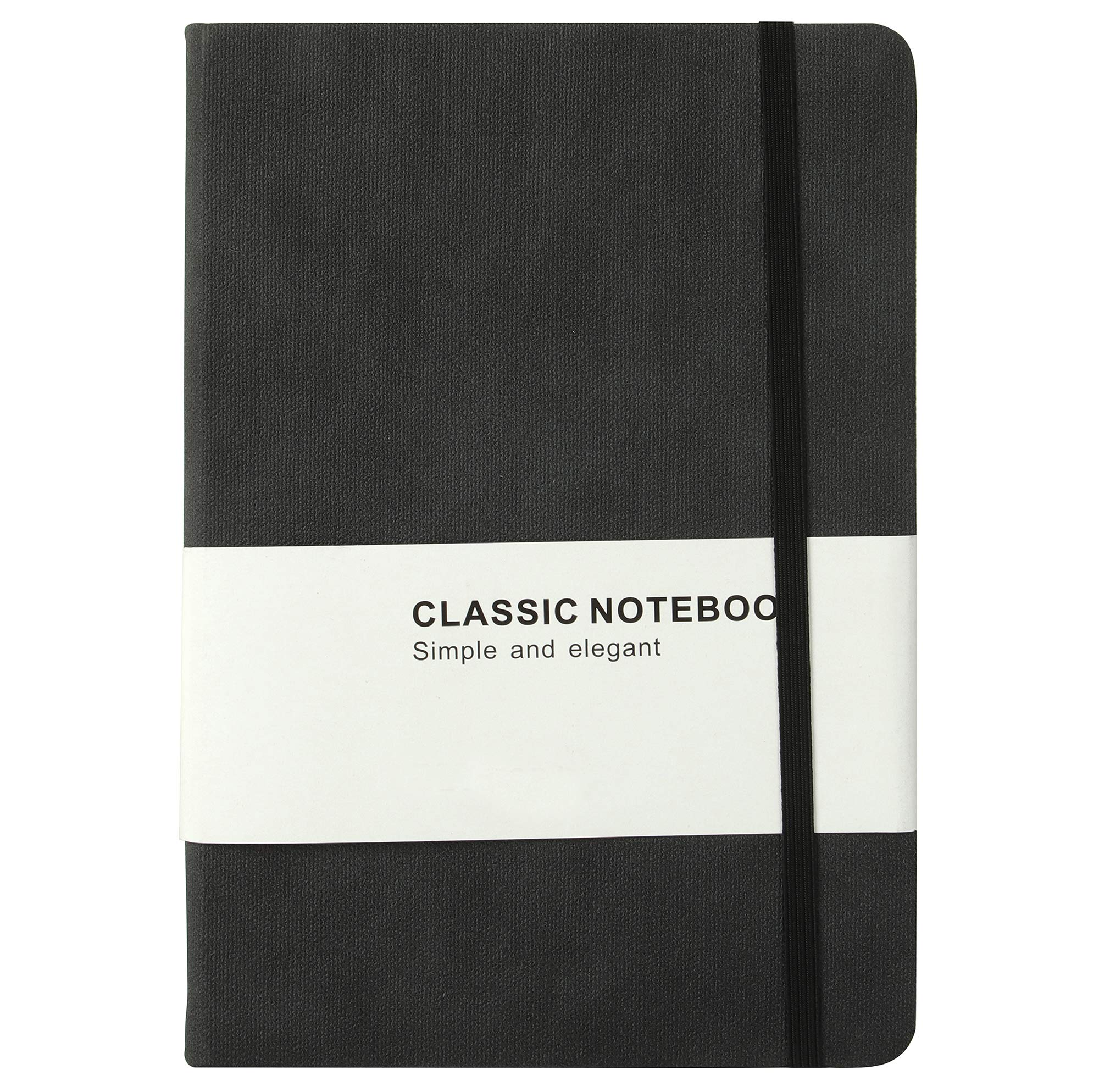 HERUIO A5 Lined Journal Notebook, Hardcover Executive Notebooks, 5.7 x 8 inches, 100 sheets 100 gsm Thick Paper (Black, Ruled)