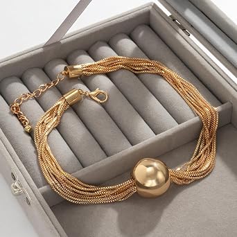 CYWQ Chunky Chain Necklace Multi Layered Necklace Ball Pendant Choker Necklace Punk Jewelry Hiphop Necklace for Women and Girls