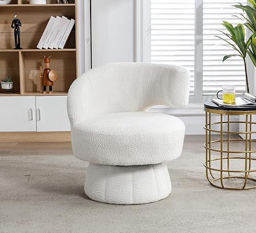 Silla giratoria de barril moderna, silla decorativa tapizada, silla redonda giratoria de 360 con respaldo curvado elegante, cómoda silla de club