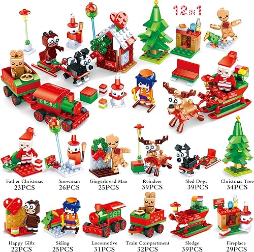 Miniatura 2 de ZYLEGEN Juego de bloques de construcción de regalos de fiesta de Navidad, juguetes de Navidad, mini ladrillos lindos, calendario de Adviento de