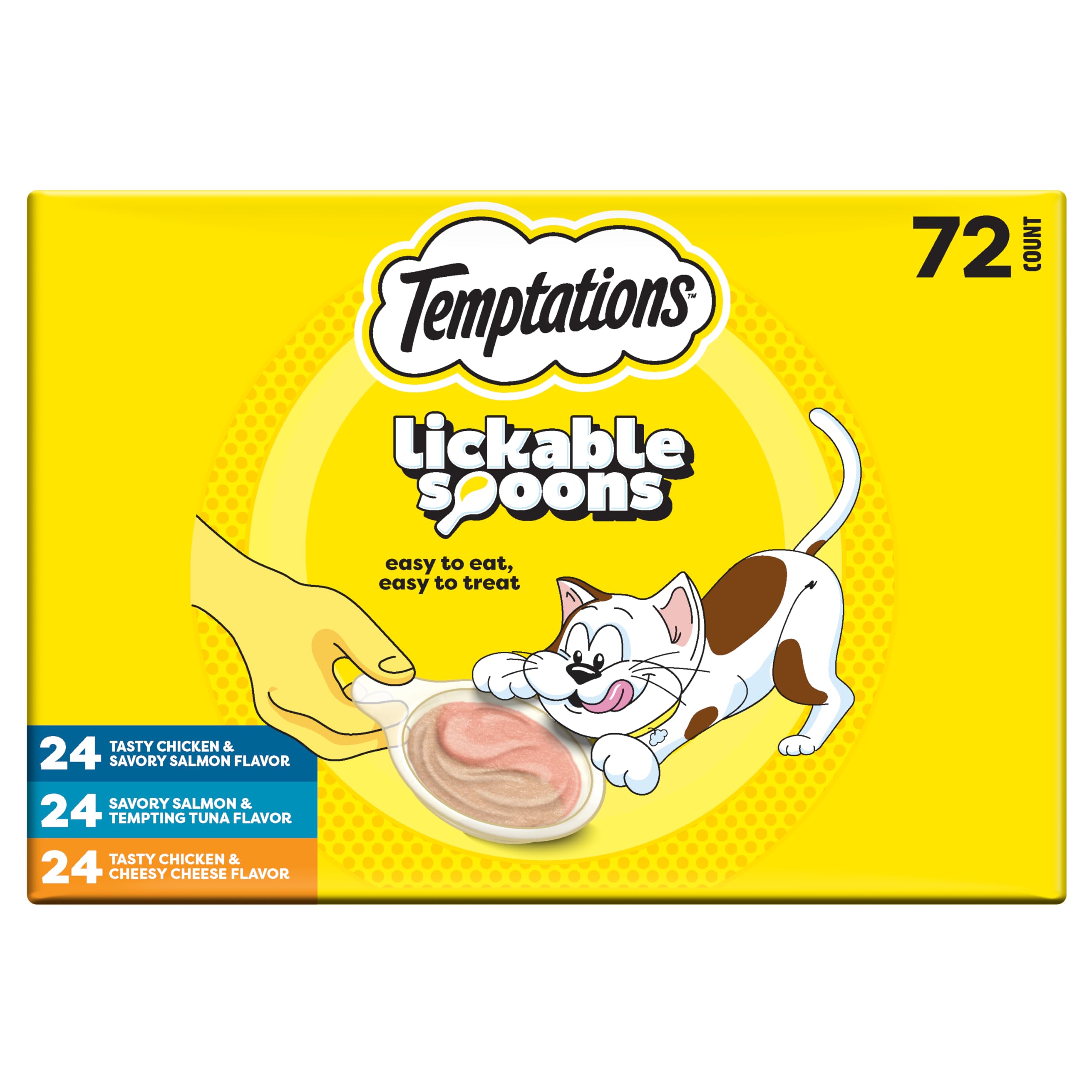 Temptations Lickable Spoons Adult Wet Cat Treat, 10 Grams, Variety Pack, 72 Count