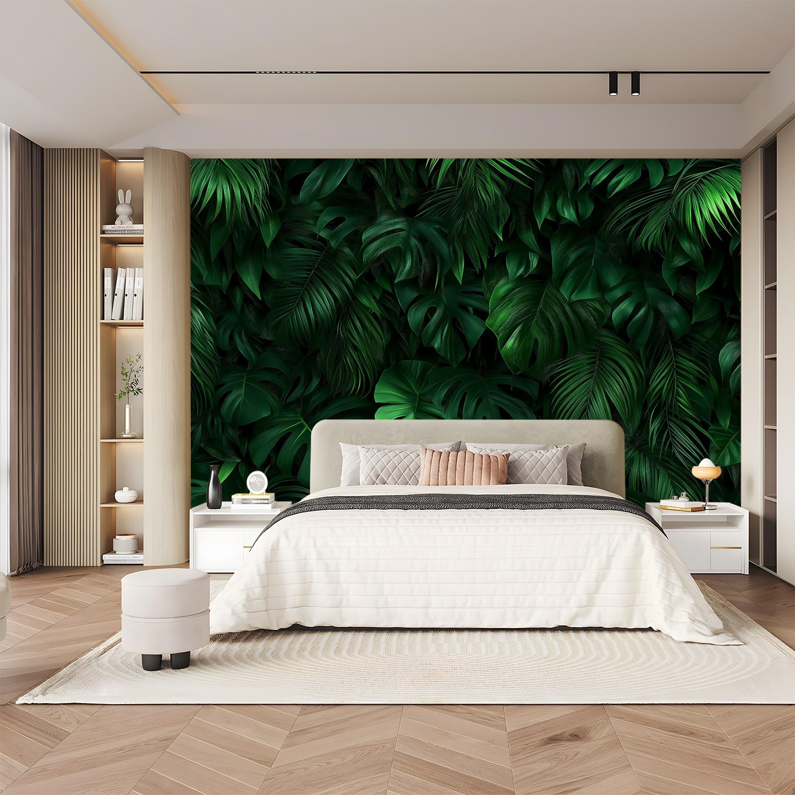 Panoramiczna tapeta tropikalna monstera roślina ciemnozielony 200 x 140 cm (szer. x wys.), panoramiczna gigantyczna tapeta 3D salon sypialnia jadalnia pokój dziecięcy dekoracje ścienne z włókniny