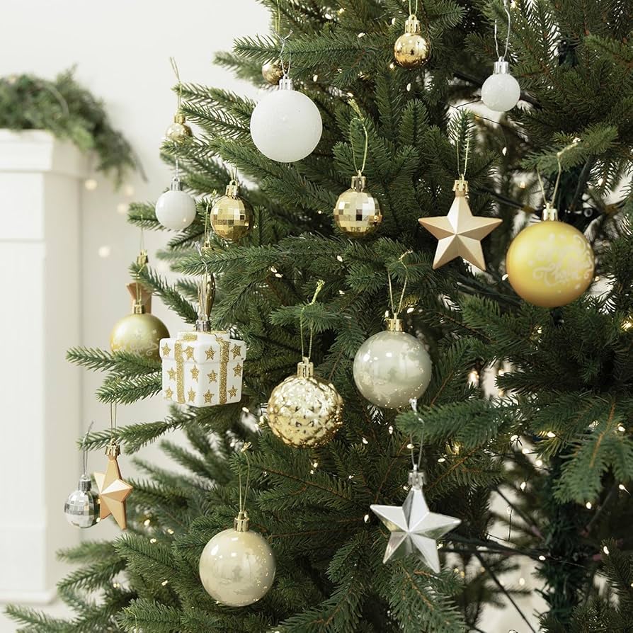 クリスマス飾り ツリー オーナメント 52個セット XO2023-01 シルバー 銀 レッド 赤