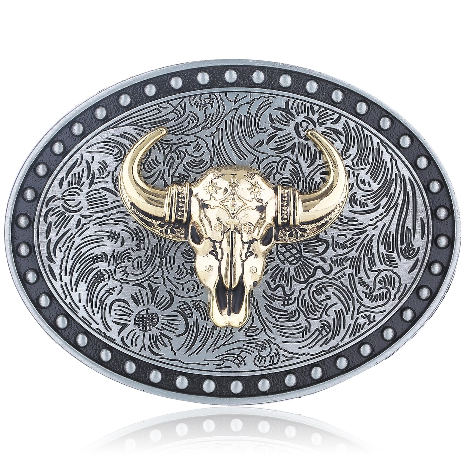 Turquoise Belt Buckle for Men Western Texas Longhorn Bull Rodeo Belt Buckle American Cowboy Chic Gift