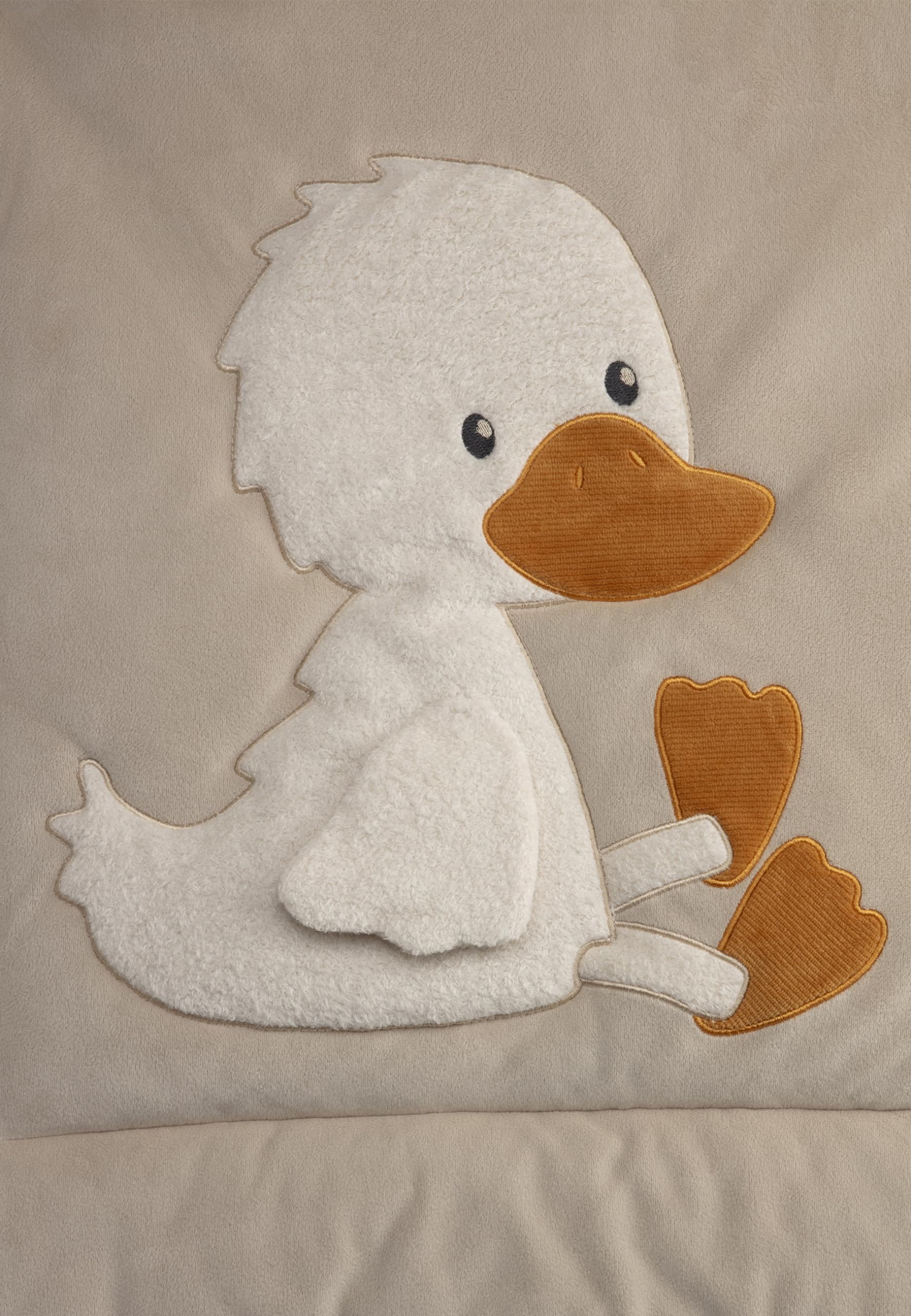 Spieldecke Ente Edda Lou, Baby Krabbeldecke 100 x 100 cm mit Spiegel, Knisterpapier, Quietsche und Rassel,