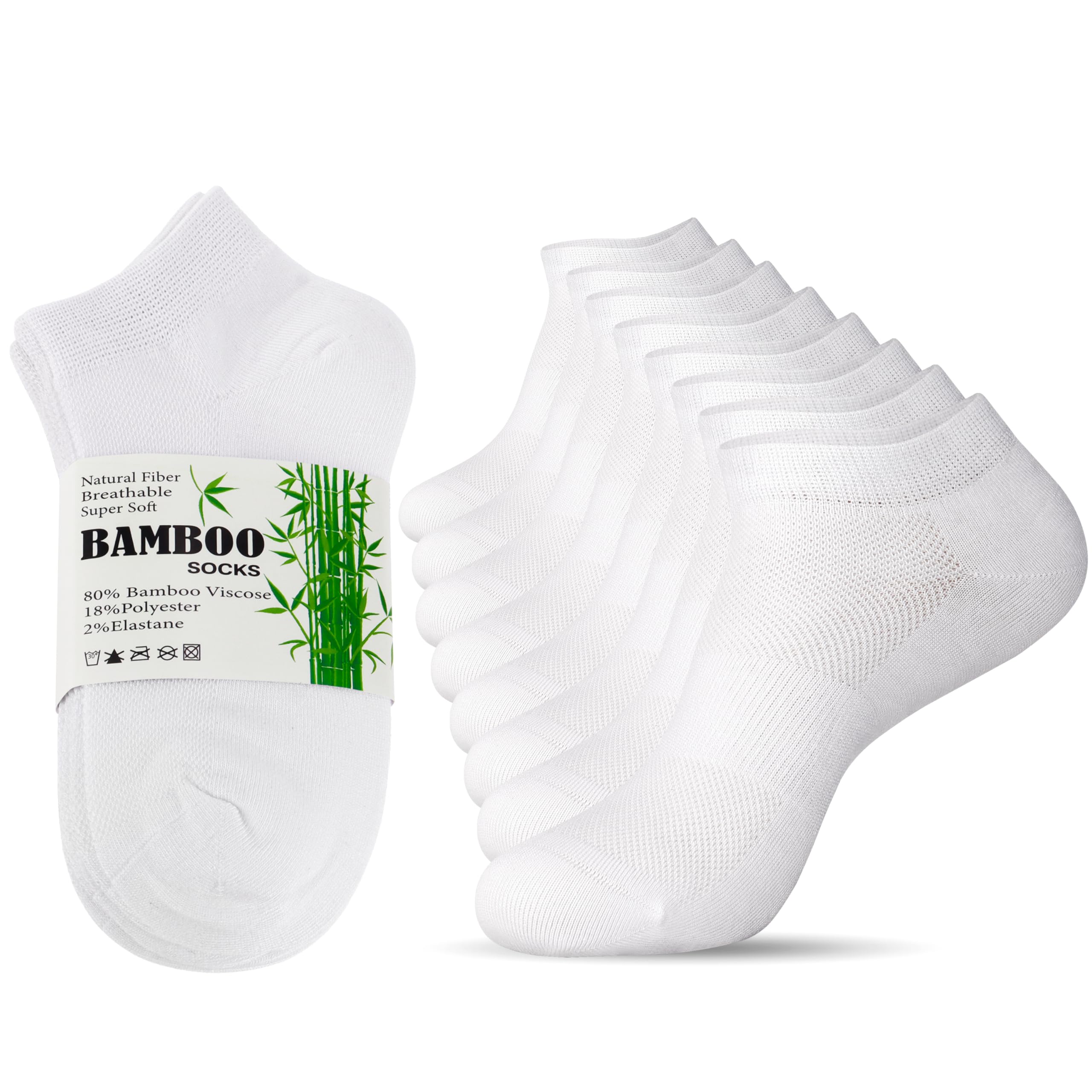 Jeasona Lot de 8 paires de chaussettes en bambou pour diabétiques - Pour femme - Sans caoutchouc - Taille 35-42