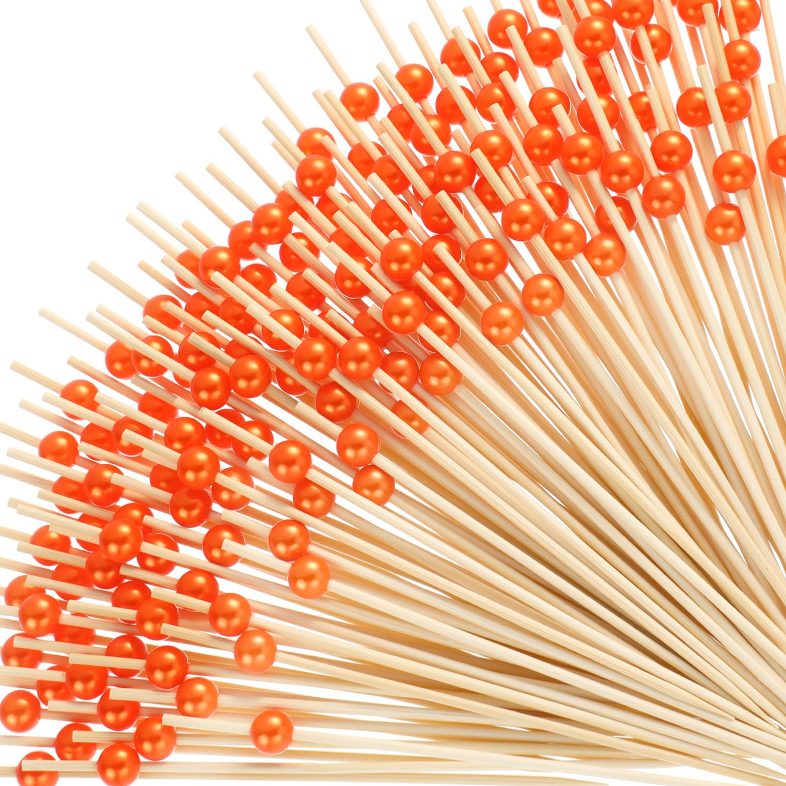 Reallnaive 300 Pcs Pearl Cocktail Picks 4.7Inch, 0.3" Bead, Orange