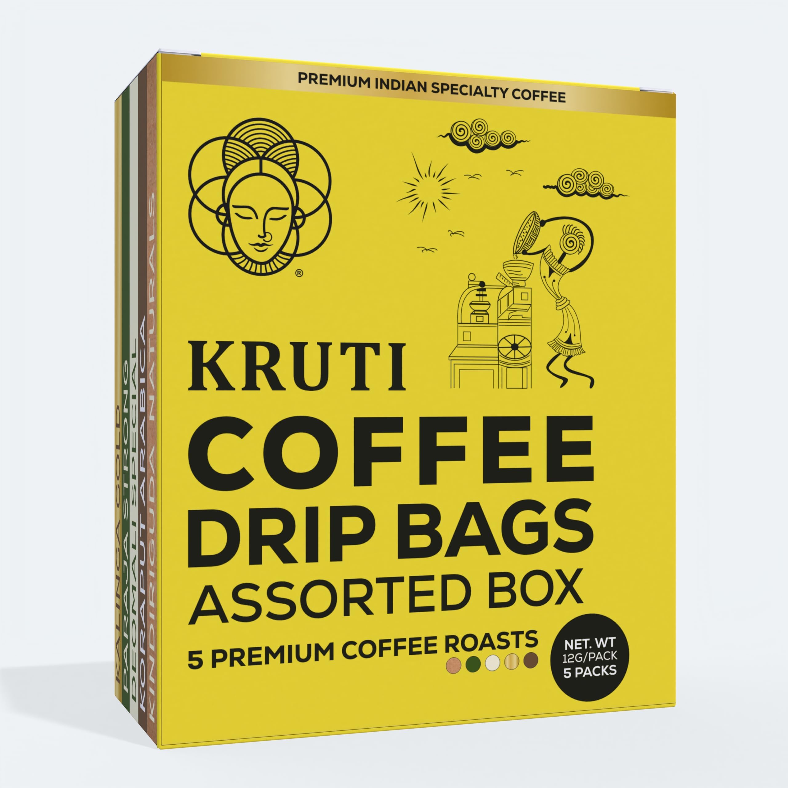 Kruti Coffee-Specialty Coffee Roasters - Assorted Drip Bags (Pack of 5) | Single Origins & Blends | Medium to Medium Dark Roast | Premium Arabica | Freshly Roasted