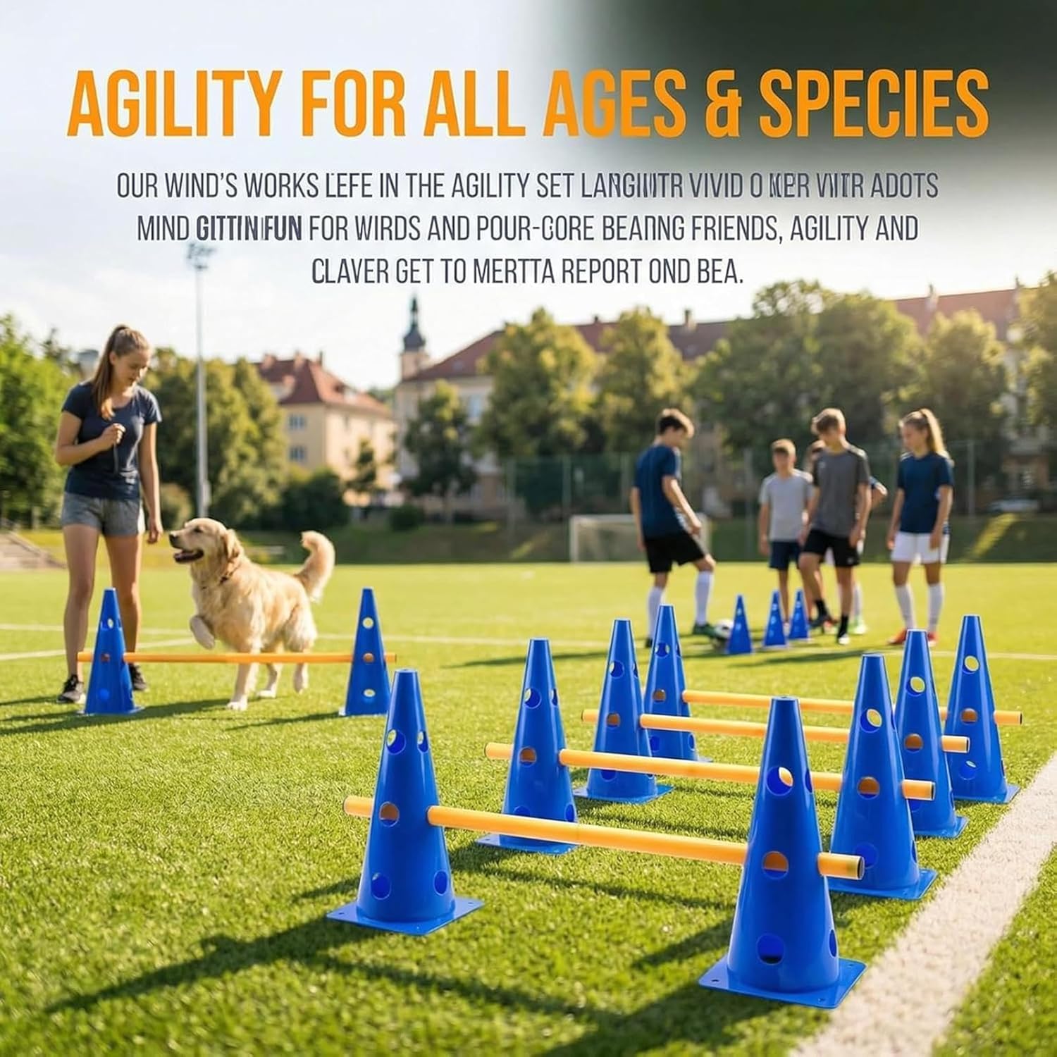 Dog Obstacle Course, Pet Training Hurdle Cones Poles, Outdoor Agility Jump Set, Durable Backyard Exercise Equipment | Fun Skill Training for Indoor Outdoor Backyard Park Home Playground Use