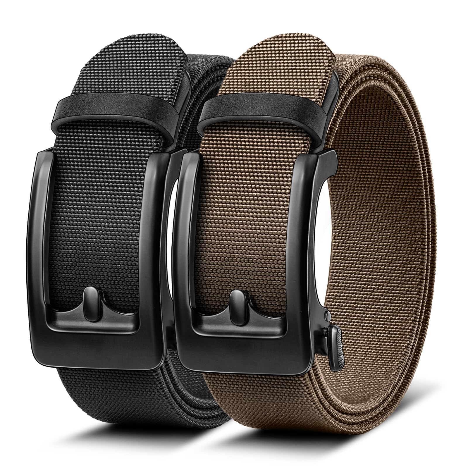 BULLIANT Men Belt,Stretchable Ratchet Belt Adjustable For Men Gift Golf Casual Jeans Precise Fit (Black/Light Brown,34