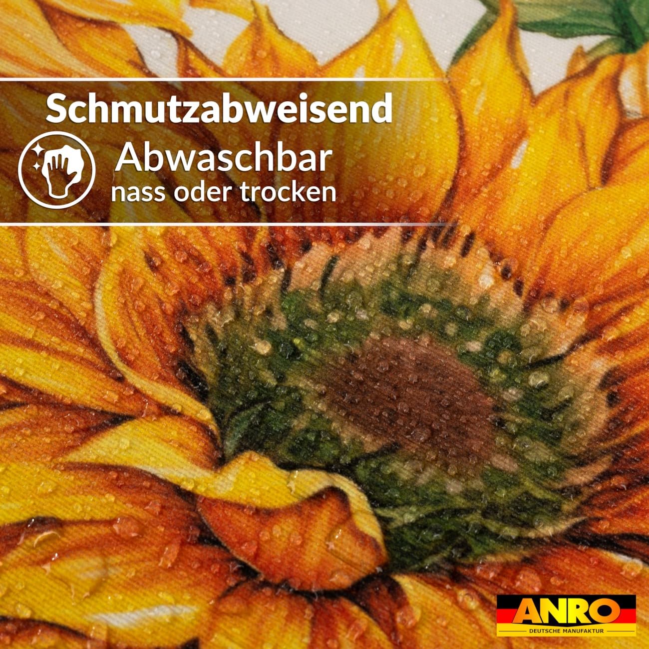 ANRO Tischdecke abwaschbar Sonnenblume 220x140 cm Outdoor wetterfest