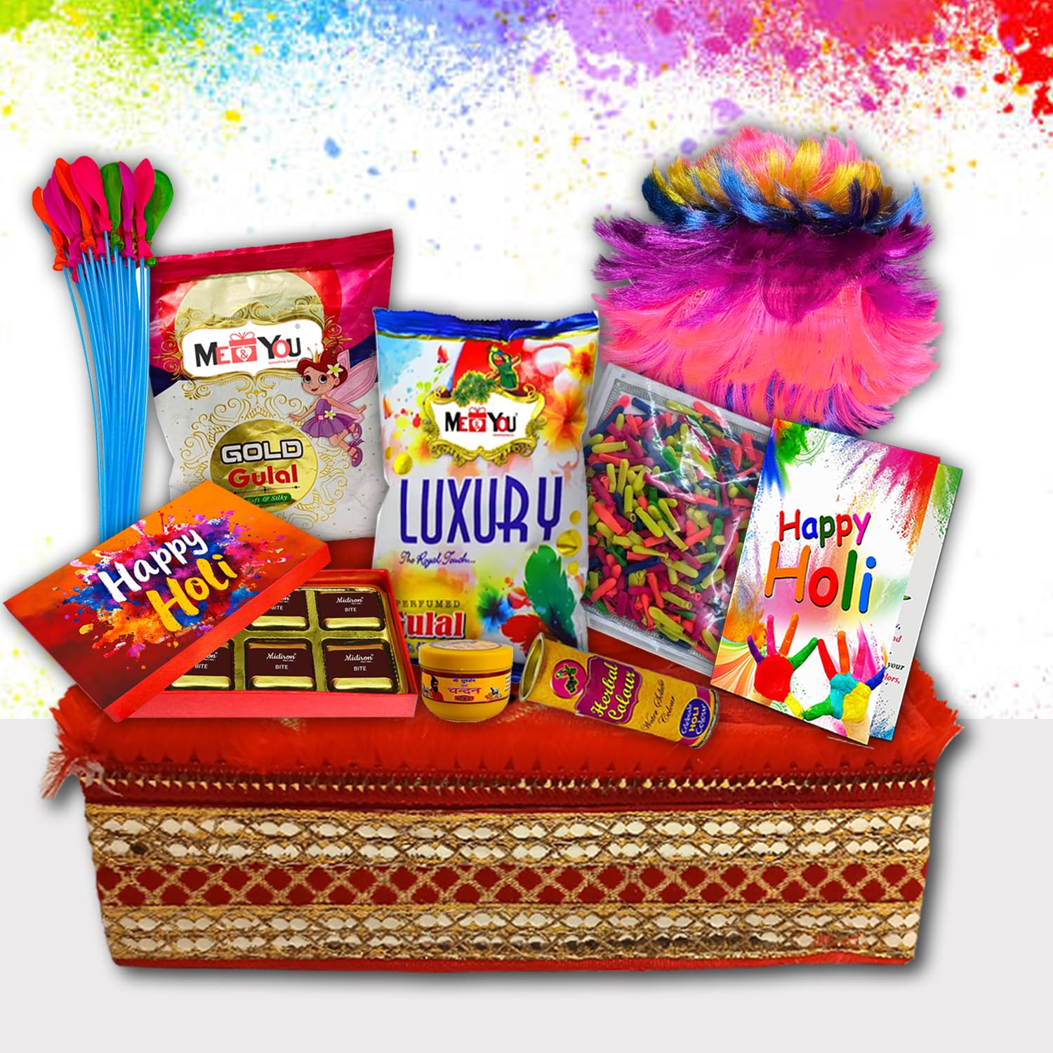 - Midiron Holi Festive Gift Hamper with Organic Gulal, Sweets & Card – Premium Holi Celebration Gift Box for Family, Friends & Corporate Gifting