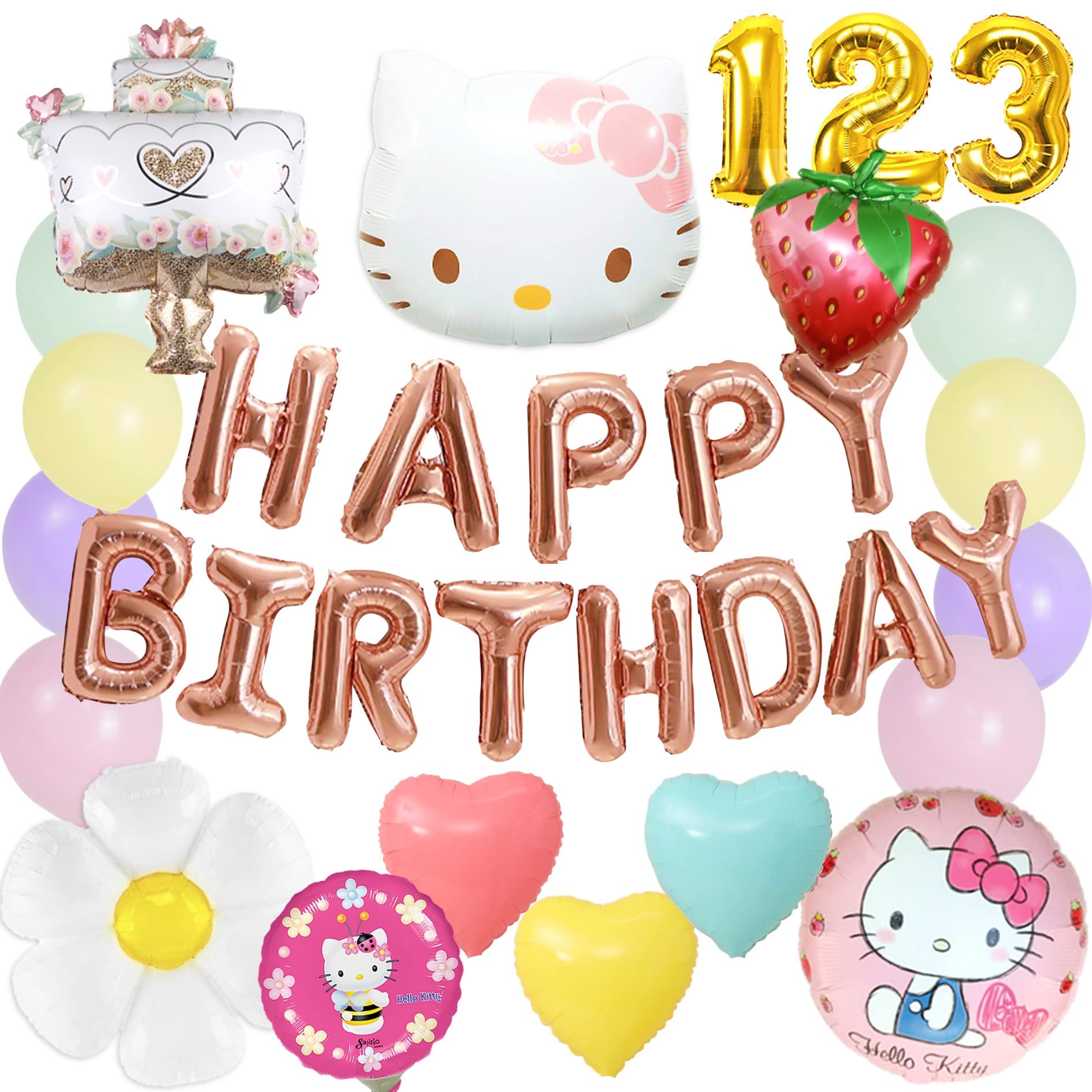 Amazon | jwyndsq(おと) キティ 風船 誕生日 飾り付け 女の子 バルーン