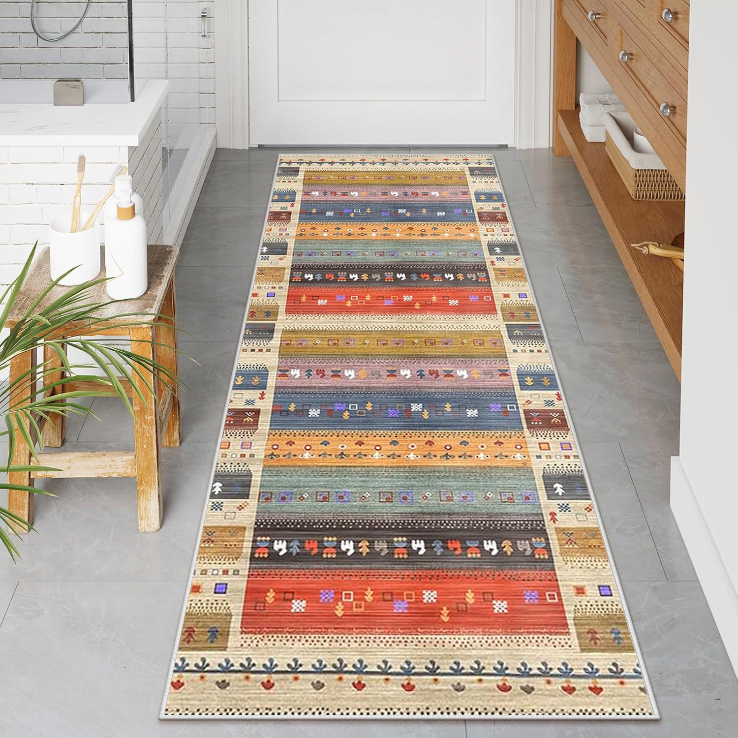 Tappeto Passatoia per Corridoio Lungo Lavabile Tappeto Corridoio Antiscivolo Tappeto Passatoia Cucina Tappeti Runner Passatoia per Ingresso Cucina Camera da Letto Soggiorno,，60x300cm