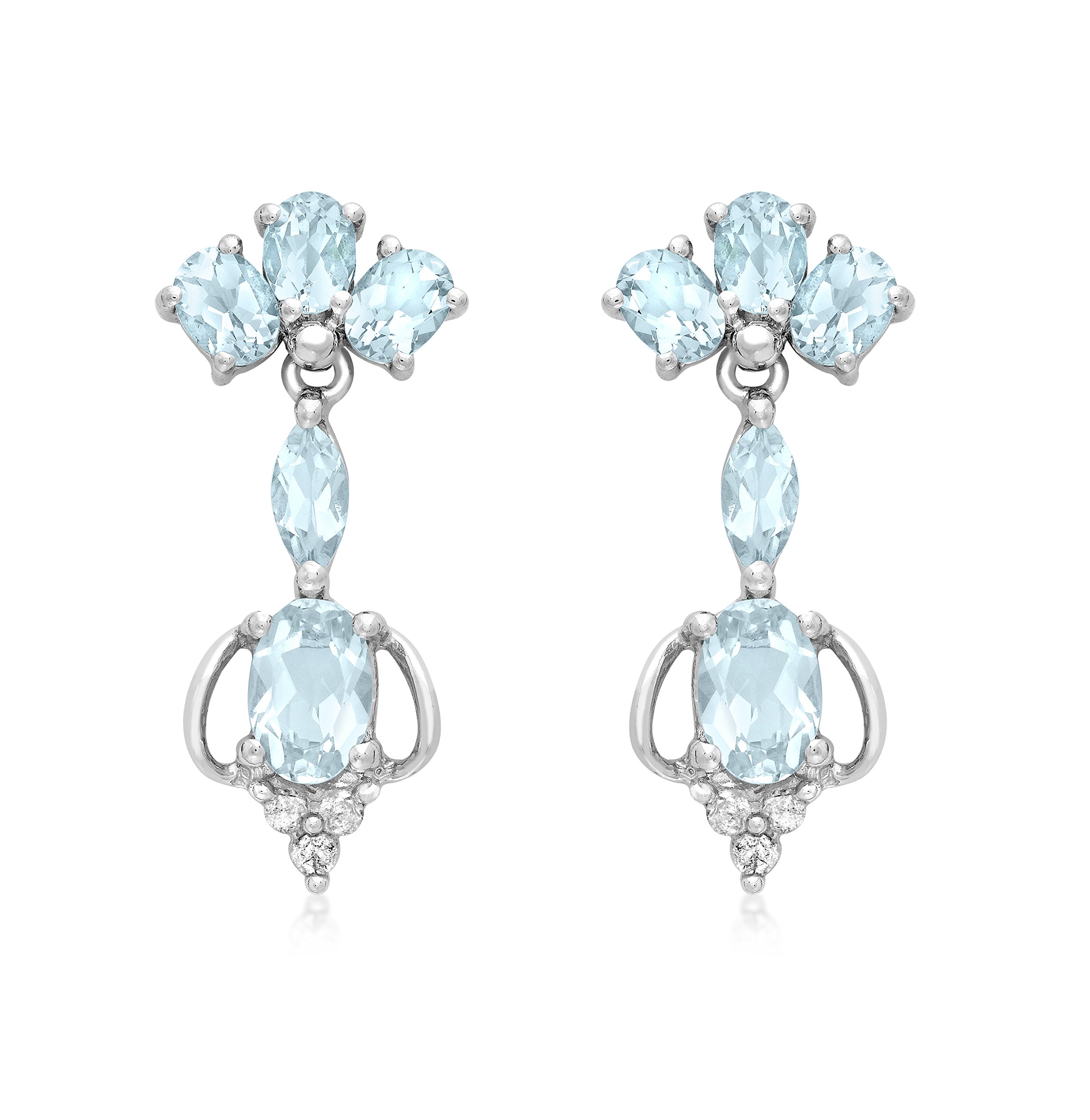 Orecchini A Perno Carissima Con Diamante E Topazio Blu In Oro Bianco 9 Carati – Gioiello Eleganza Italiana