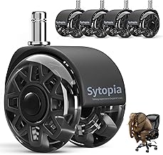Sytopia 5er Set Bürostuhl Rollen 11x22MM, Große Gummirollen für Bürostühle, Perfekte Rollen für Teppich, Hartboden, Parkettböden, Bürostuhlrollen ersetzen Bodenmatten (Schwarz, Nicht für 1KEA)