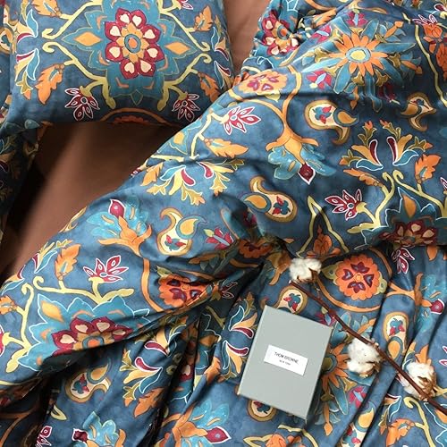 Eikei Home Edredón de lujo de estampado de Medallón de Damasco Boho cachemira, Juego de Ropa de Cama de 400 Hilos de Algodón Egipcio de Satén con