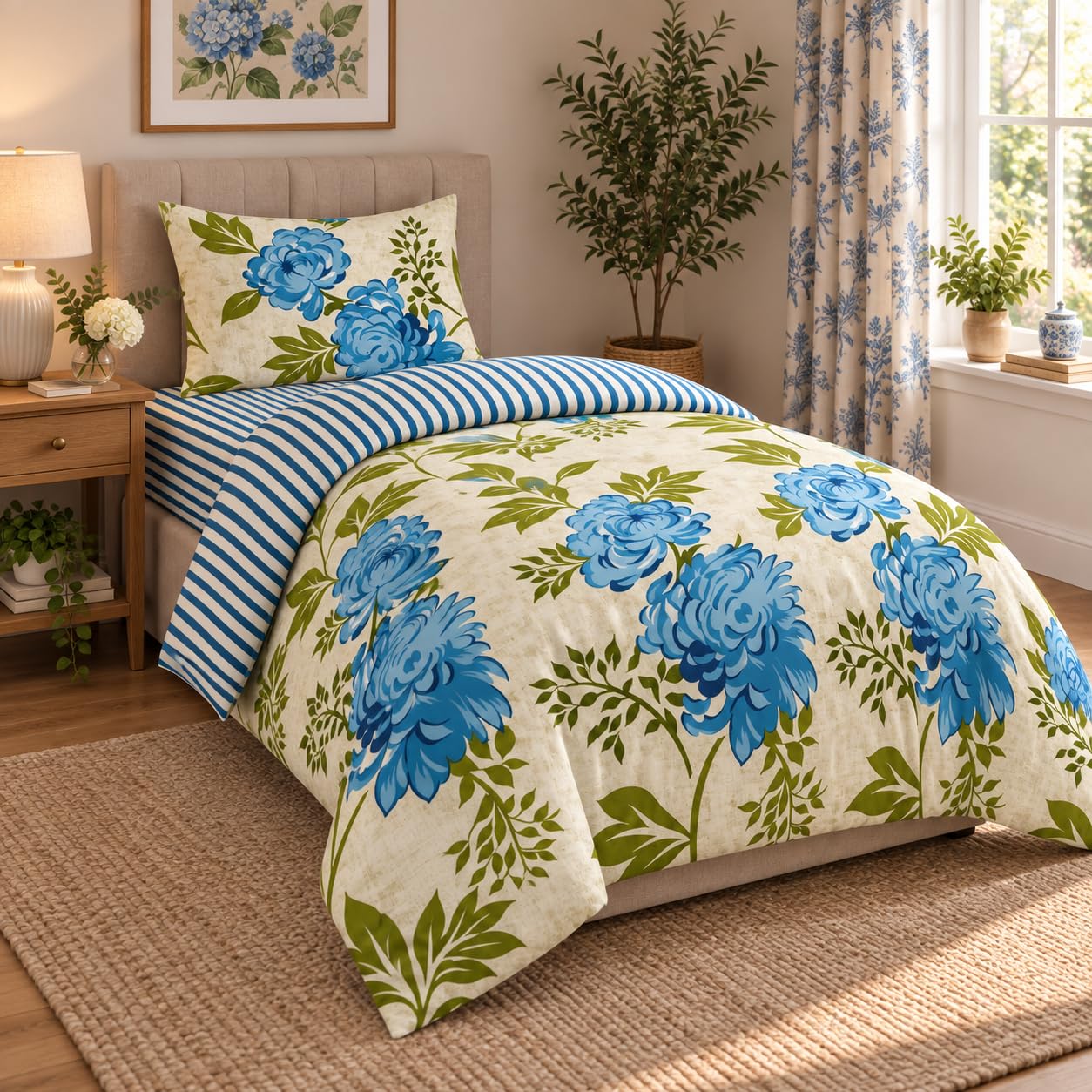 Opulent Living Single Bed Duvet Cover Set - Fitted Sheet & Pillow Cover