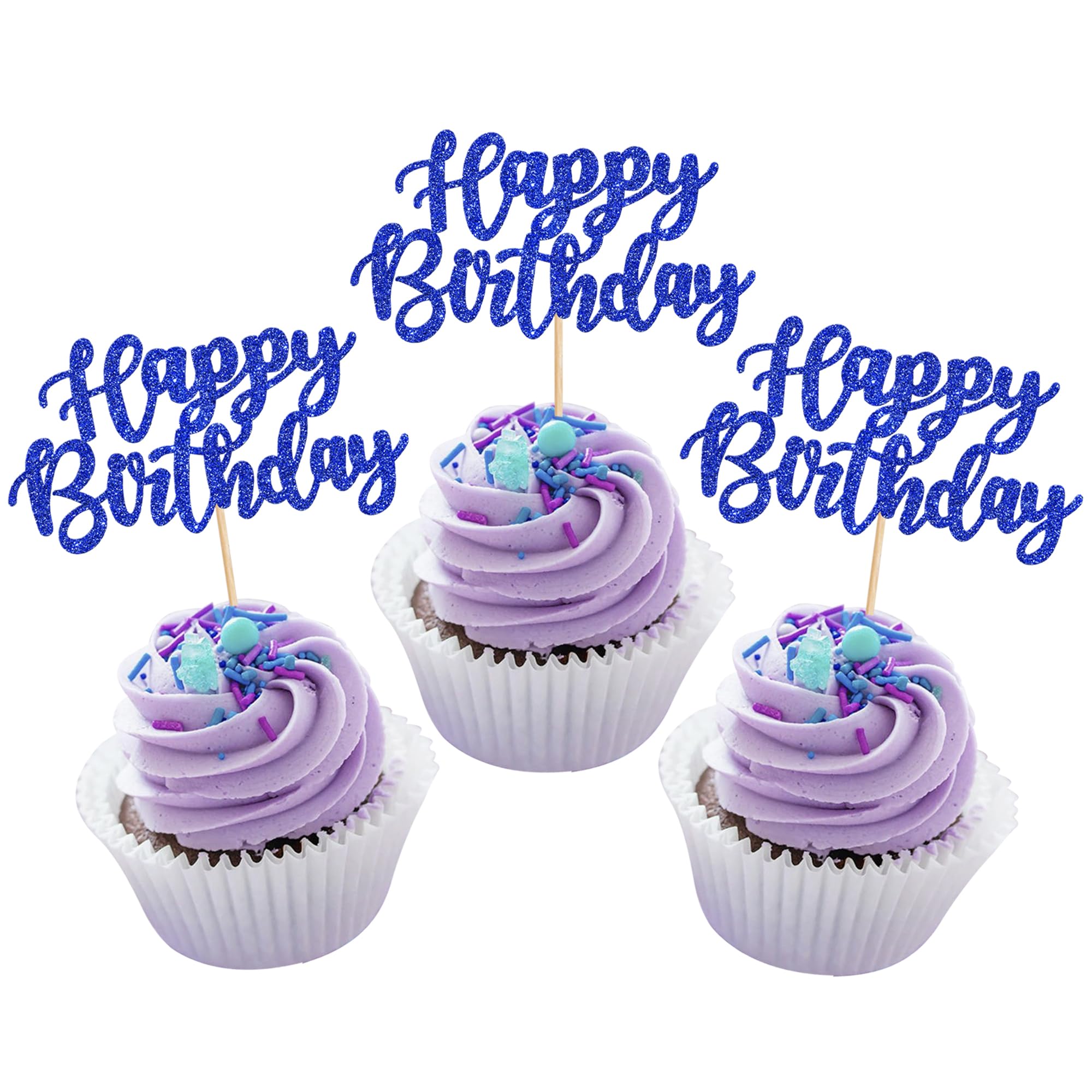 24 Pack Happy Birthday Cupcake Toppers Glitter Celebrating Happy Birthday Cupcake Picks Baby Shower Kids Birthday Party Cupcake Decorations Supplies