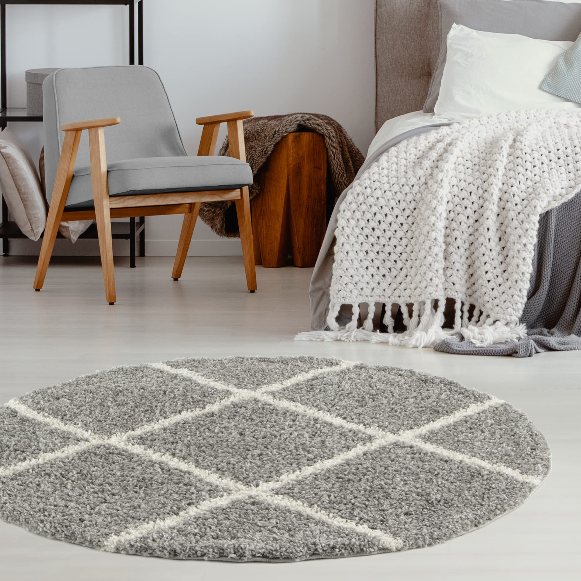 The Rugs Grey Moroccan Shaggy Rug | 510