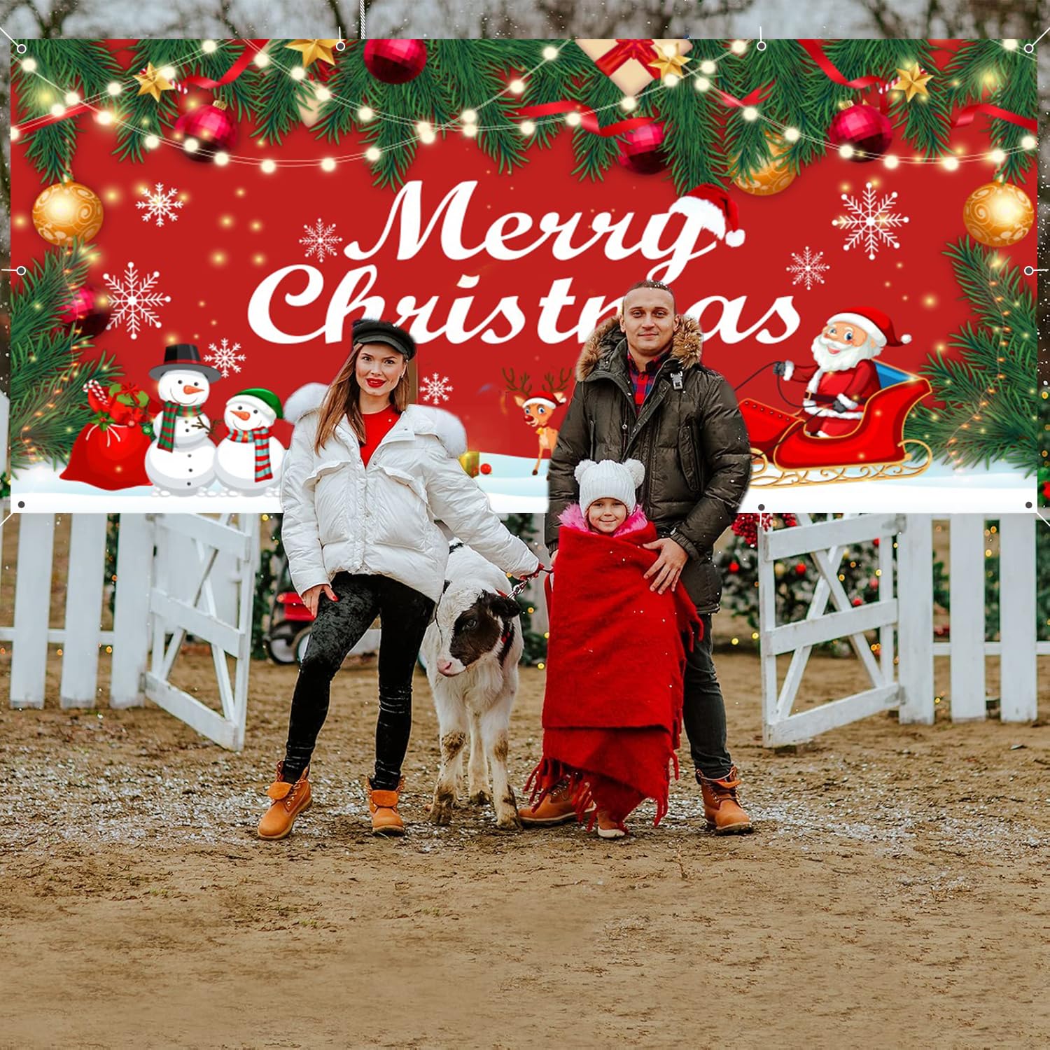 Amazon.co.jp: クリスマスガレージドアデコレーション 7x16フィート