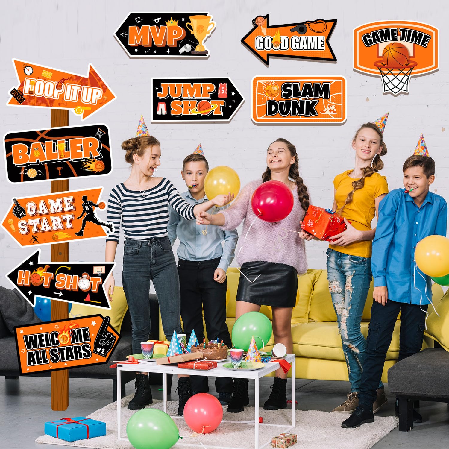 Décoration d'Anniversaire Basketball, 20 Pcs Panneau de Décorations de Fête de Basket-Ball pour Décorations de Fête D'anniversaire sur le Thème du Basket-Ball
