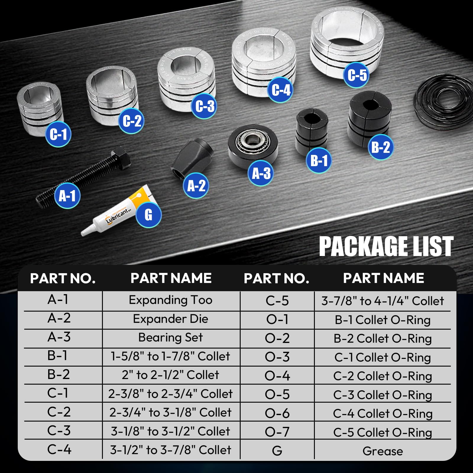 CCLIFE Auspuffrohr-Expander 7-TLG 1-5/8" bis 4-1/4" Zoll Professional Rohrspreizer für Endrohre, Schalldämpfer und Automotive Anwendungen
