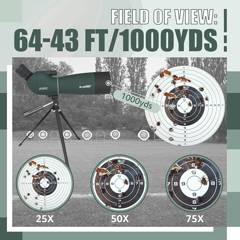 SVBONY SV28PLUS 25-75×70mm Madárles Távcső BAK4 Lencse Vezeték Nélküli Vezérléssel - 25-75 x 70 mm green with controller