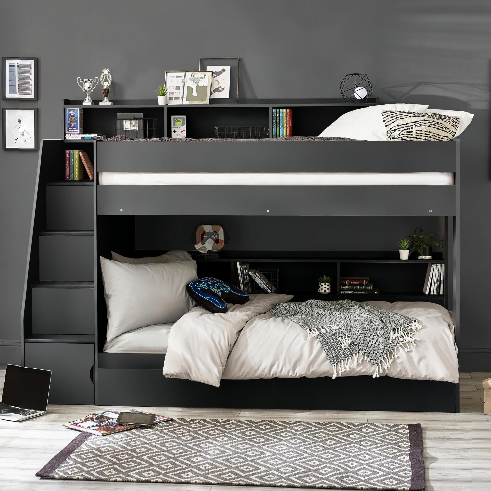 Julian Bowen Camelot Staircase 90Cm Single Anthracite Bunk Bed from B&Q