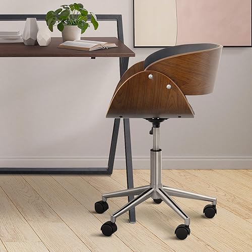 Miniatura 2 de Versanora - Silla ergonómica moderna curvada de piel sintética, ajustable, giratoria, para oficina en casa, color negro y marrón