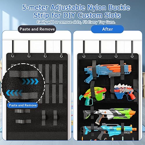 Miniatura 5 de Organizador de puerta colgante con bolsillos transparentes, múltiples compartimentos para juguetes, animales de peluche y Lego para niños,