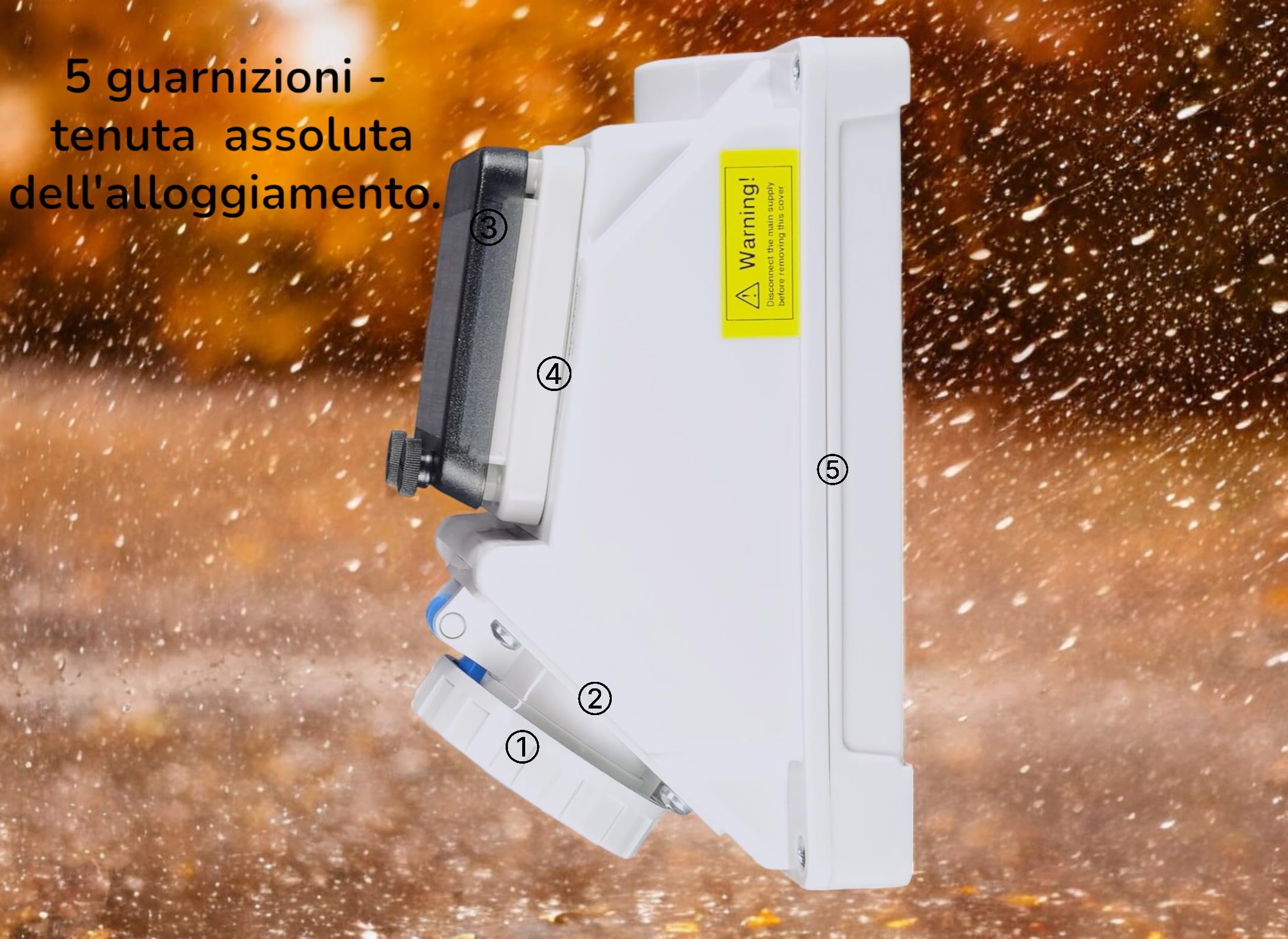 RoadEu – Presa a muro IP66 CEE 16A con interruttore differenziale e magnetotermico – 230V 3P monofase – Impermeabile e antipolvere – Ideale per esterni e ambienti umidi
