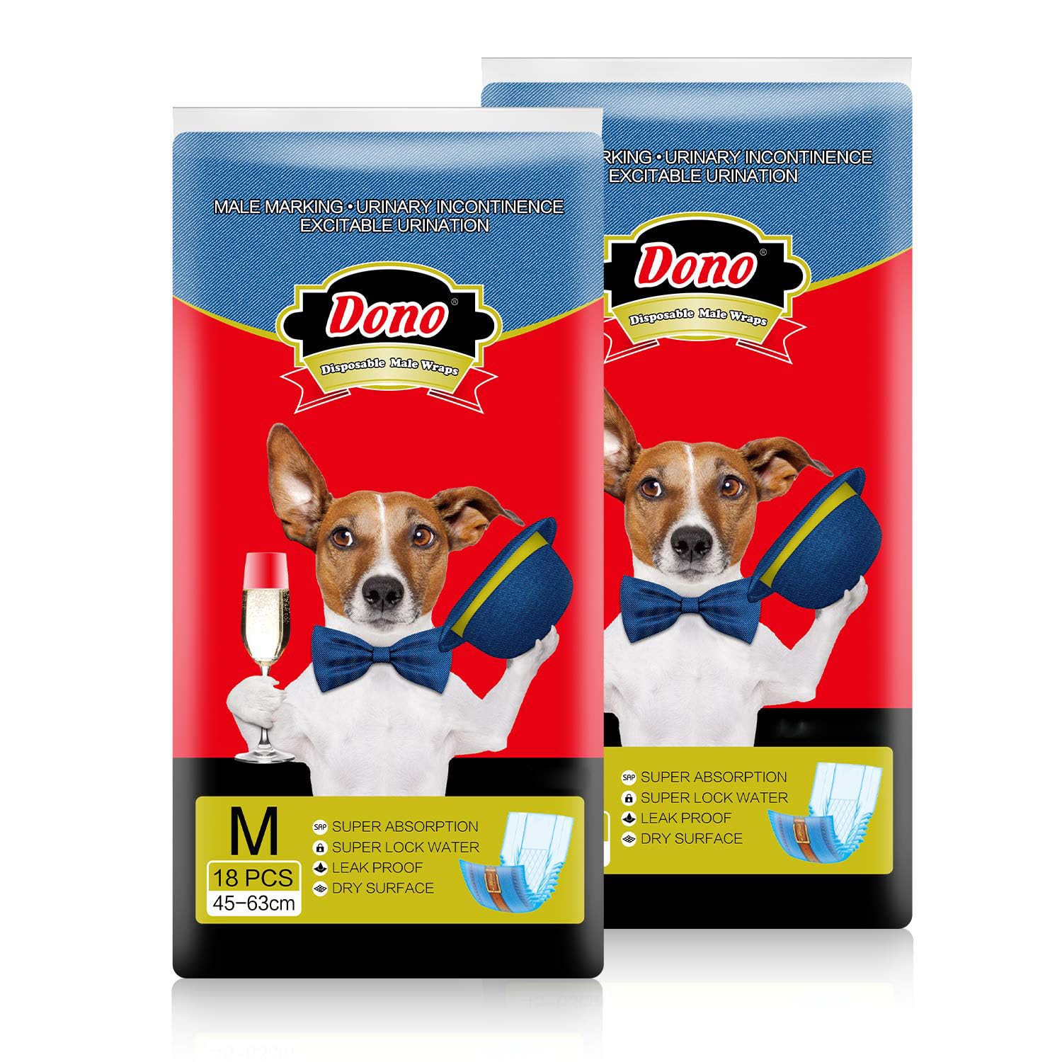 Dono Disposable Dog Diapers Male-Dogs Jeans Super Absorbent Soft Pet Diapers Doggie Wraps for Male Puppy Dogs, Leak Protection Excitable Urination or Incontinence