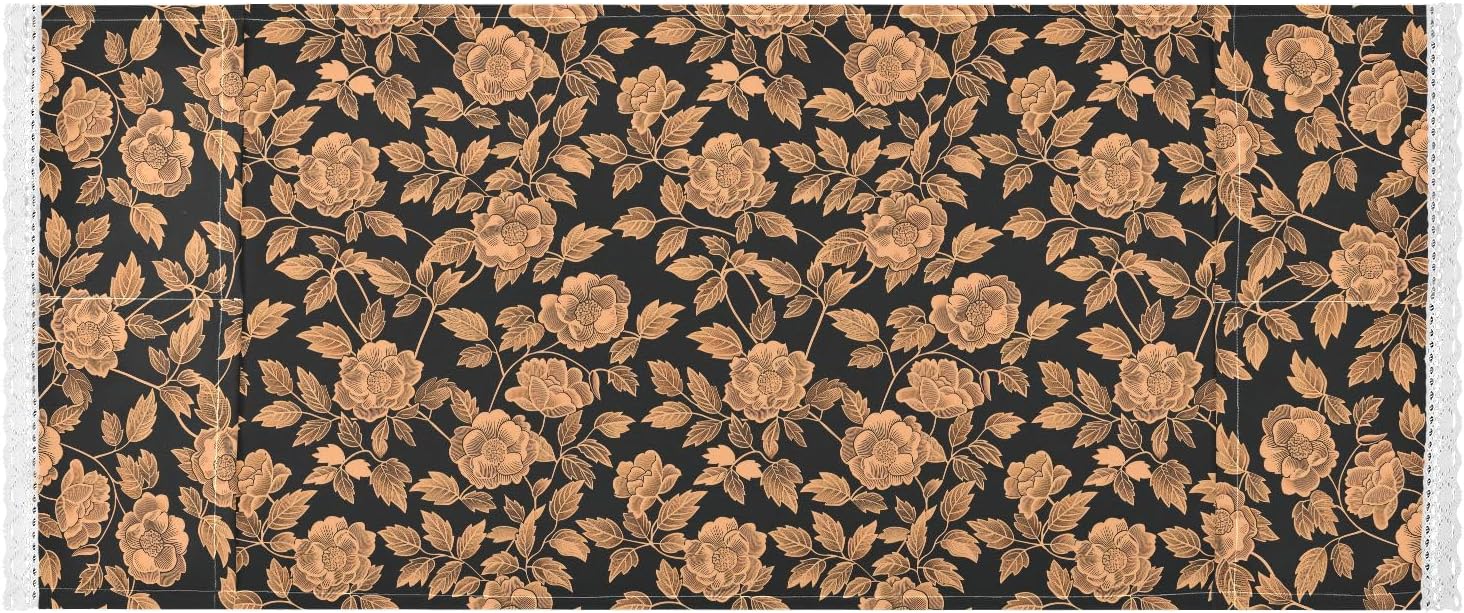 floral rose gold black lace edge washer dryer cover with side bag washable Washer and Dryer Covers for Top Fits Most Washers or Dryers 51.2x22in