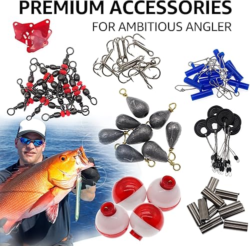 Miniatura 2 de Kit de señuelos de pesca de 263 piezas, incluye broches giratorios, ganchos de pesca, cabezas de plantilla, pesas de plomo, flotadores a presión,