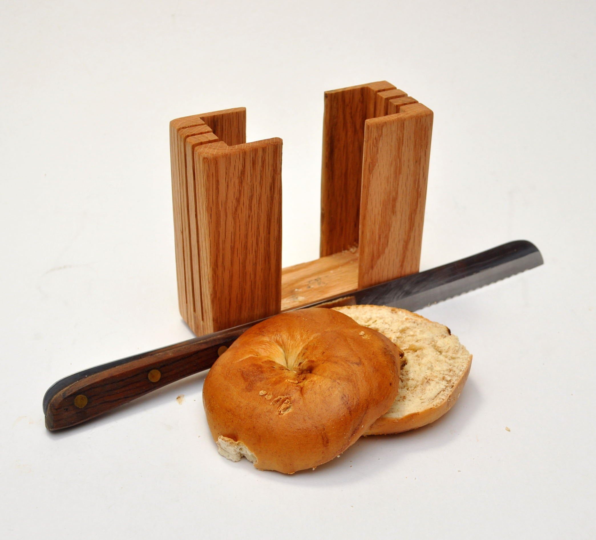 Bagel Slicer Handcrafted in USA From Solid Oak