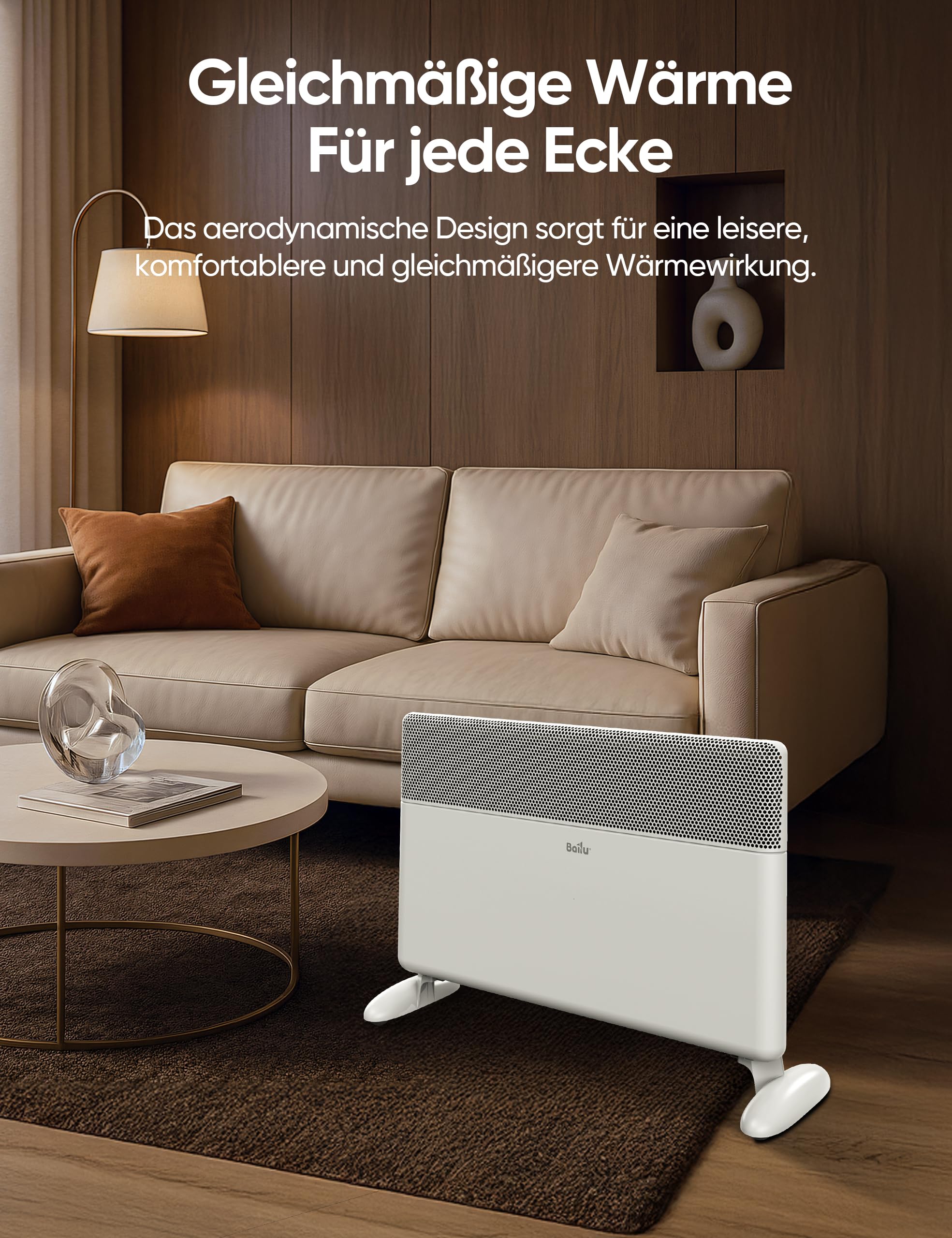 Ballu Infrarotheizung Standgerät & Wandmontage 2000W, Elektrische Heizung Energiesparend mit Smart Thermostat, WLAN App & Alexa, Leise Konvektor Heizung mit Frostwächter,Timer für Innenräume(weiß)