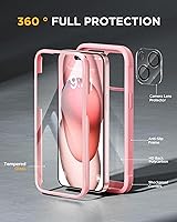 Vista 561 de Miracase Funda magnética para iPhone 14 de 6.1 pulgadas, protector de pantalla de vidrio templado integrado + protector de lente, compatible