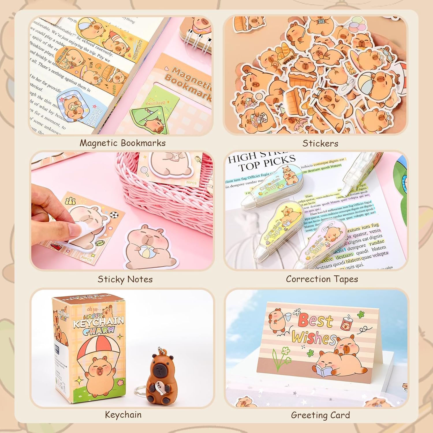 Cute Capybara Stationery Gift Set for Kids,30 Piece Animal Theme School Supplies Kit with Pencil Case,Notebook & Stickers,Practical and Fun for Birthday,Easter& Festivals Gift Girls Boys
