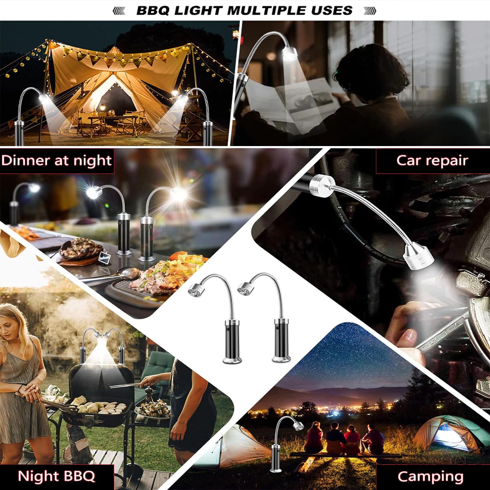 Luce Per Barbecue, Uso A 360 Giri Nel Barbecue Con 10 Luci A LED Super Luminose Resistente Al Calore Uso Della Luce Per Barbecue A Led Nella Griglia La Batteria Non Include