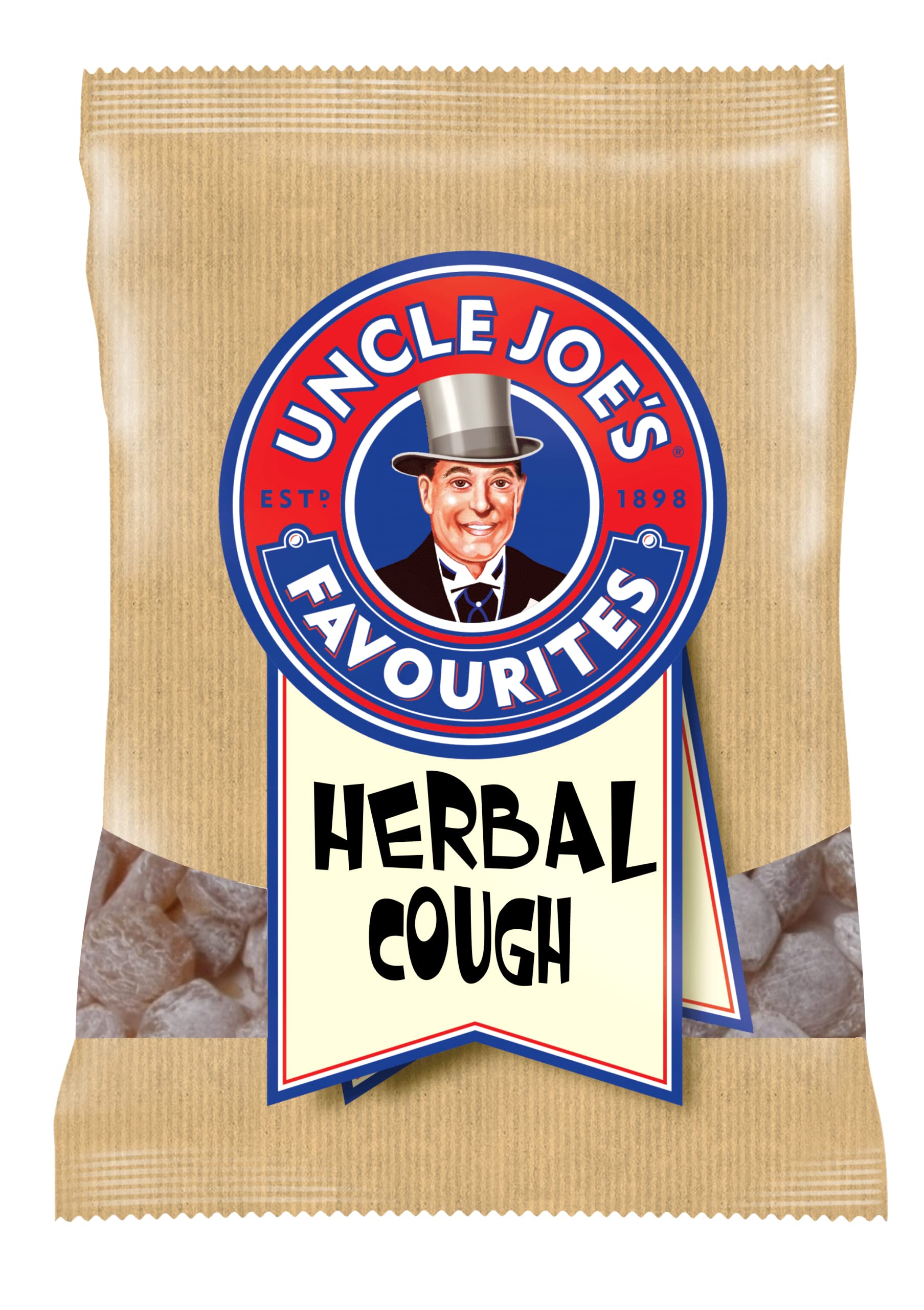 Uncle Joe's Herbal Cough Lozenges in a 120g bag. Natural relief from coughs and sore throats, crafted with traditional herbal ingredients.